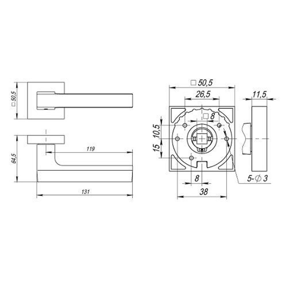 Ручка раздельная FUARO FLASH DM CP/SN-8 хром/мат.никель /33459/