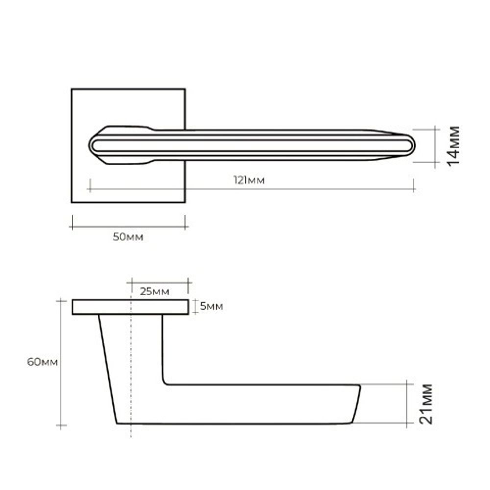 Ручка раздельная ABRISS R21.190 MCP/BL матовый хром/черный