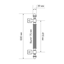 Ручка дверная скоба Extreza "IMPERO" 600мм, м/о 470мм, матовая бронза F03