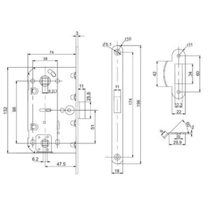 Защелка врезная PUNTO PL96WC-50 BL черный /43297/