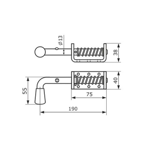Засов пружинный ДОМАРТ (75) 190 мм мод.2 - цинк