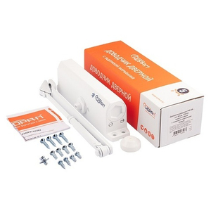 Доводчик дверной морозостойкий НОРА-М 740 DA с задержкой закрывания до 110 кг белый