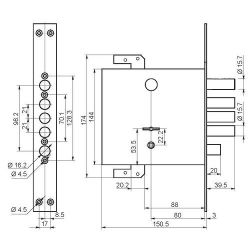 Замок врезной BORDER 71411 ЗВ8-8К.Т3/15