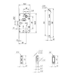 Замок межкомнатный магнитный под цилиндр ARMADILLO GRAVITY G02.196.50.85 BL черный /45993/