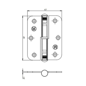 Петля накладная КУНГУР ПН1-85 б/п левая (100) (1 шт)