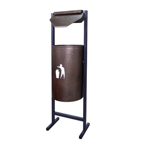 Урна круглая с пепельницей (коричневая)