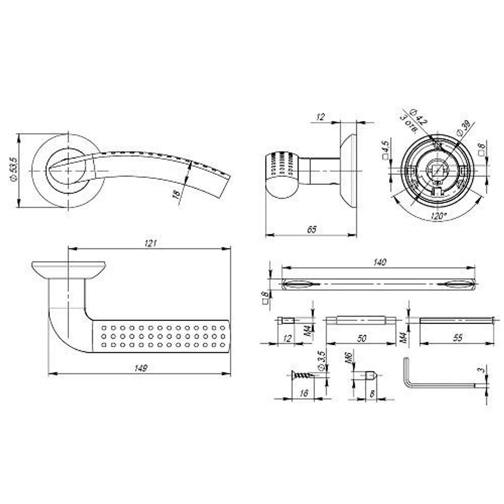 Ручка раздельная PUNTO LOGICA TL SN/CP-3 мат.никель/хром (квадрат 140мм) /35749/
