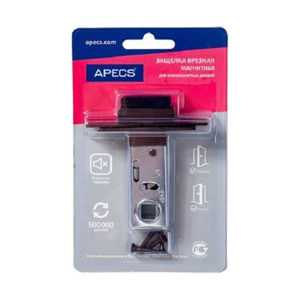 Защёлка врезная магнитная APECS 5800-M CRM Blister мат.хром