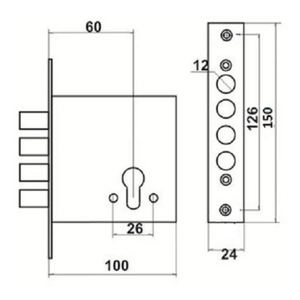 Замок врезной верхний на кит. дверь 2514 Ц - 4Р Master Lock (4-55/105-85)