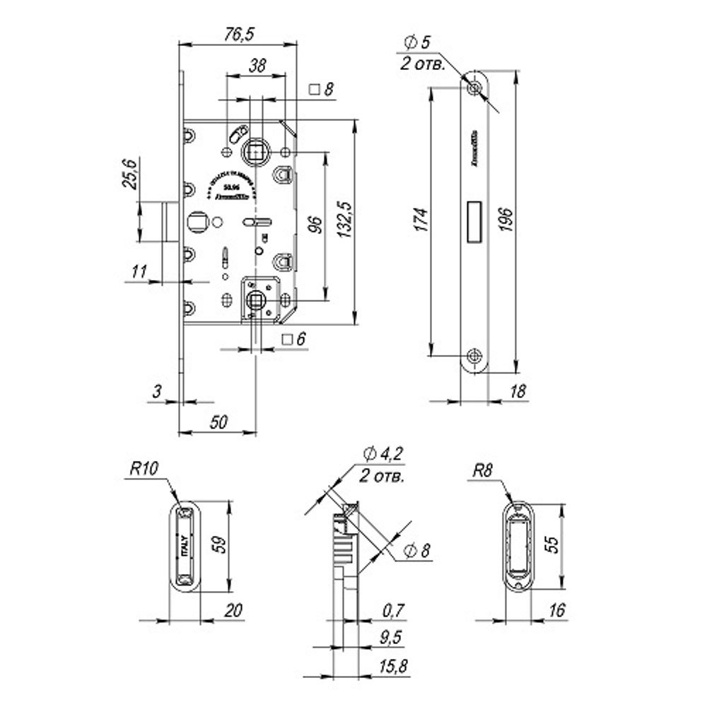 Магнитная защелка ARMADILLO WC GRAVITY G01.196.50.96 MWSC итальянский тисненый /44207/