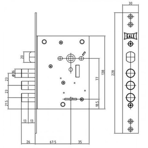 Замок врезной сувальдный KALE KILIT 442/L (ключ 60мм) 5кл. /40687/