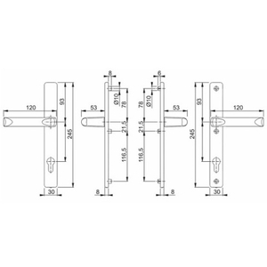 Ручка дверная HOPPE (Германия) 113/2246 (London) PZ92, F1 серебро