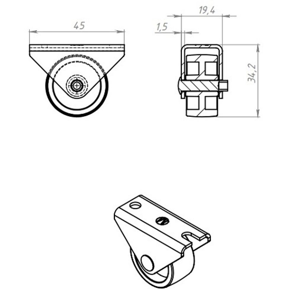 Ролик выкатной КУНГУР H-34 цинк (1 шт)