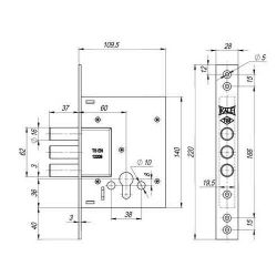 Корпус замка KALE KILIT 257 w/b никель /27261/