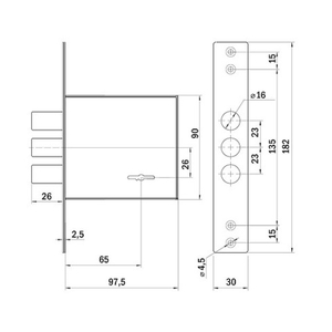 Замок врезной сувальдный PUNTO MDV30S-817 CP (V30/S) CP хром длинный ключ /57999/