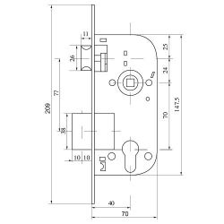 Замок врезной FUARO SET F1611 CP хром /30641/