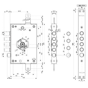 Замок врезной сувальдный MOTTURA 3D KEY 3D.771 S (левый) ключи 40 мм /40233/