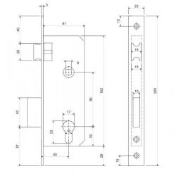 Замок врезной APECS 1323/60 NI никель