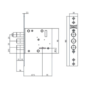 Замок врезной сувальдный KALE KILIT 447/L (ключ 75мм) 5кл. /44661/