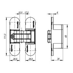 Петля скрытой установки ARMADILLO U3D6000 SC мат.хром /36331/ (1 шт)