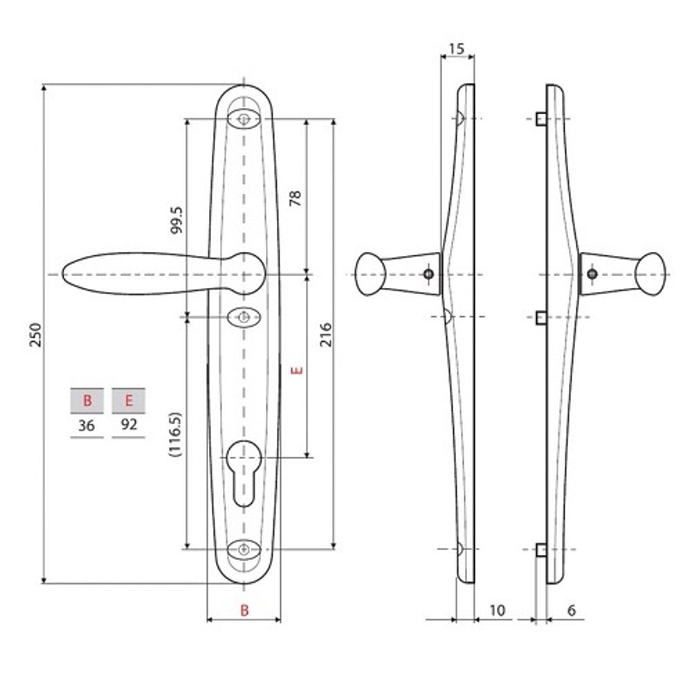 Нажимной гарнитур STUBLINA 1025.00.310 Е=92 мм белый (RAL 9016)