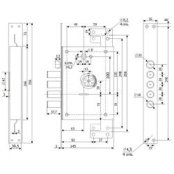 Замок врезной ГАРДИАН ЗВ 21.14 ДТ (левый) со смен.мех-ом, (без накл), дл. кл. 54мм, 5+1 /30737/
