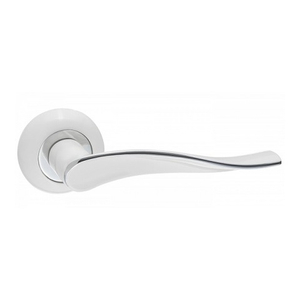 Ручка дверная RENZ 427-08 MWS/CP "Модена" (матовый супер белый/хром блестящий