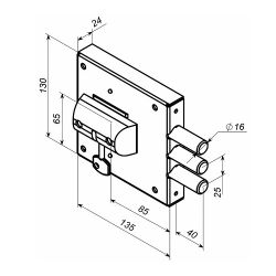 Замок накладной Цербер ЗНУ-П пост.ключ