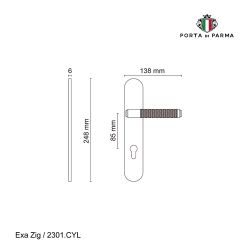 Ручка на планке PORTA DI PARMA Exa Zig CYL PVD золото