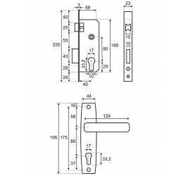 Замок врезной VETTORE 1323 CP хром