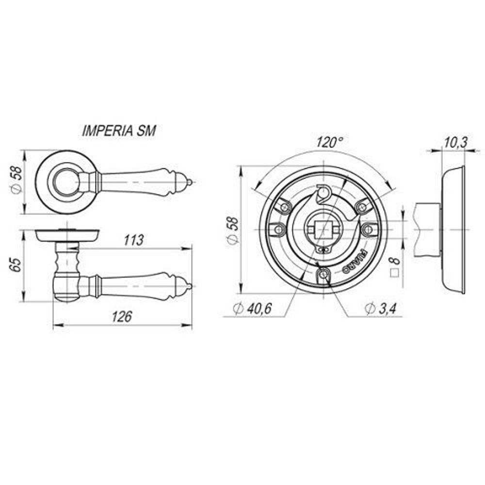 Ручка раздельная FUARO IMPERIA SM RB-10 франц.золото /29533/