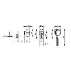 Цилиндровый механизм с вертушкой PUNTO Z402/80 mm (40+10+30) CP хром 5кл. /36179/