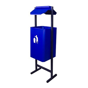 Урна квадратная с пепельницей (синяя)