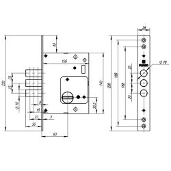 Замок врезной сувальдный FUARO TERMO V25/S-60.00.3R16 /48747/