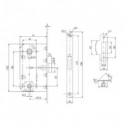Защелка врезная PUNTO PL96WC-50 SSC сатин.хром /44831/