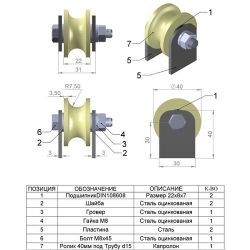 Ролик капролон d-40 под трубу d15 на пластинах