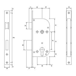 Замок врезной с ручками PALLADIUM ЗВ-AL 1708 CP хром