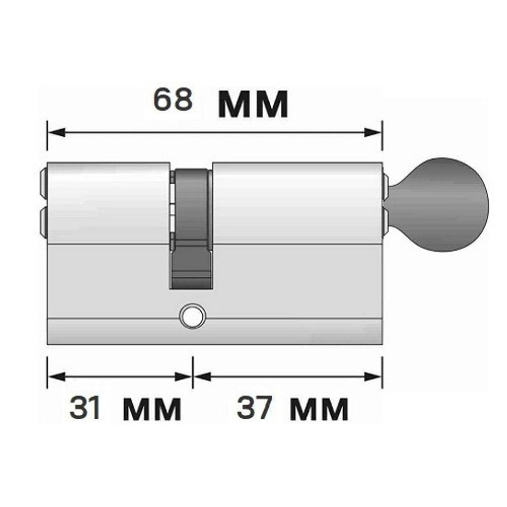 Цилиндровый механизм с вертушкой APECS Premier RT-68 (31/37C)-C NI никель