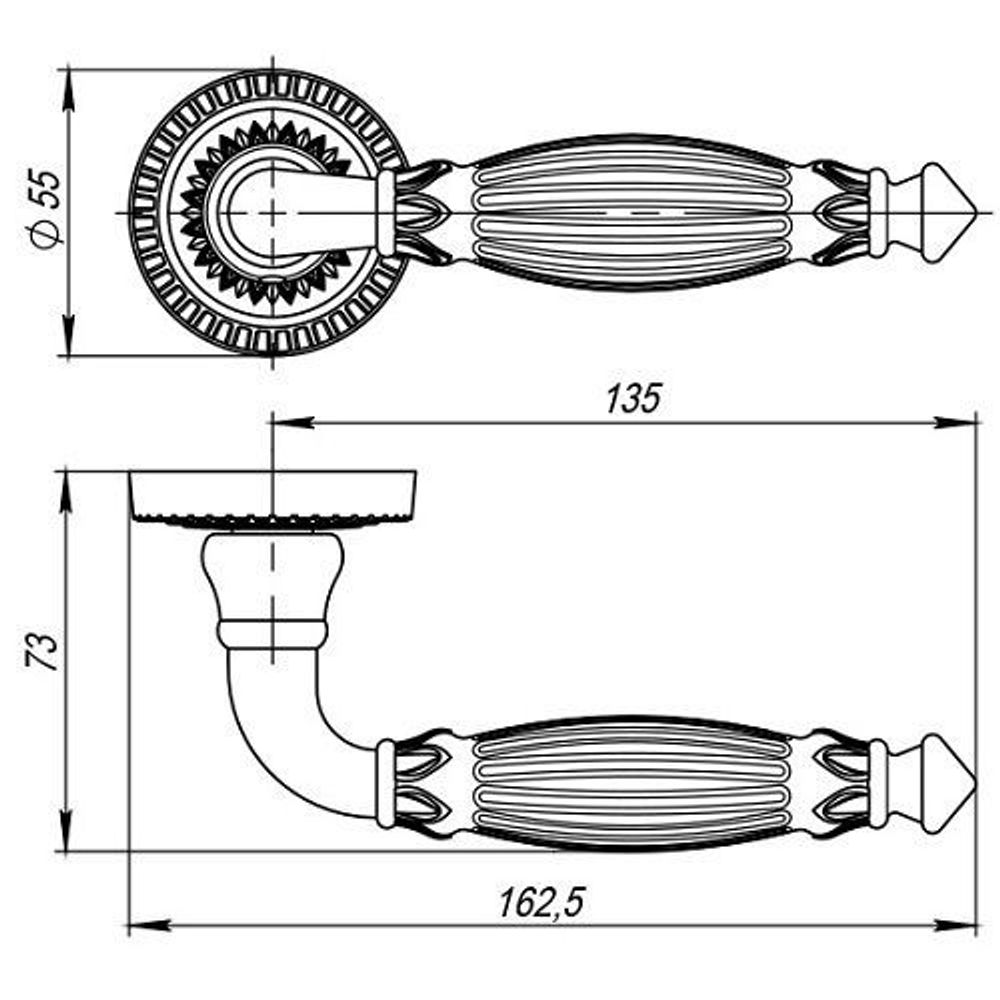 Ручка раздельная ARMADILLO BELLA CL2 FG-10 франц.золото /27797/