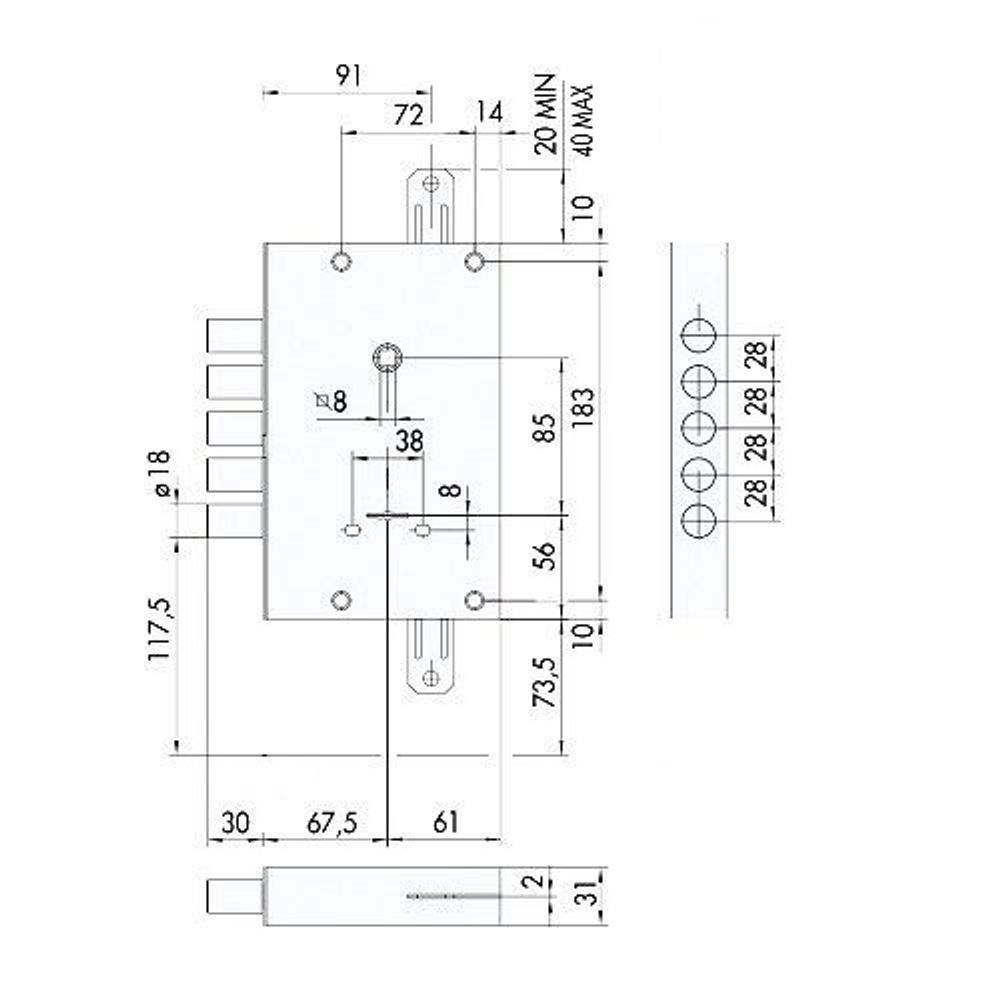Замок врезной сувальдный CISA NEW CAMBIO FACILE 57.655.48 ключ 64 мм /6751/
