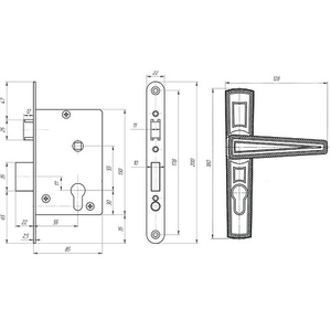 Замок врезной ЗЕНИТ ЗВ4-3.01 черный