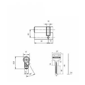 Цилиндровый механизм APECS SM-40-Cam/R-NI никель