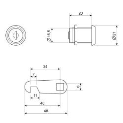 Замок почтовый AVERS CAM-01/20 NI никель