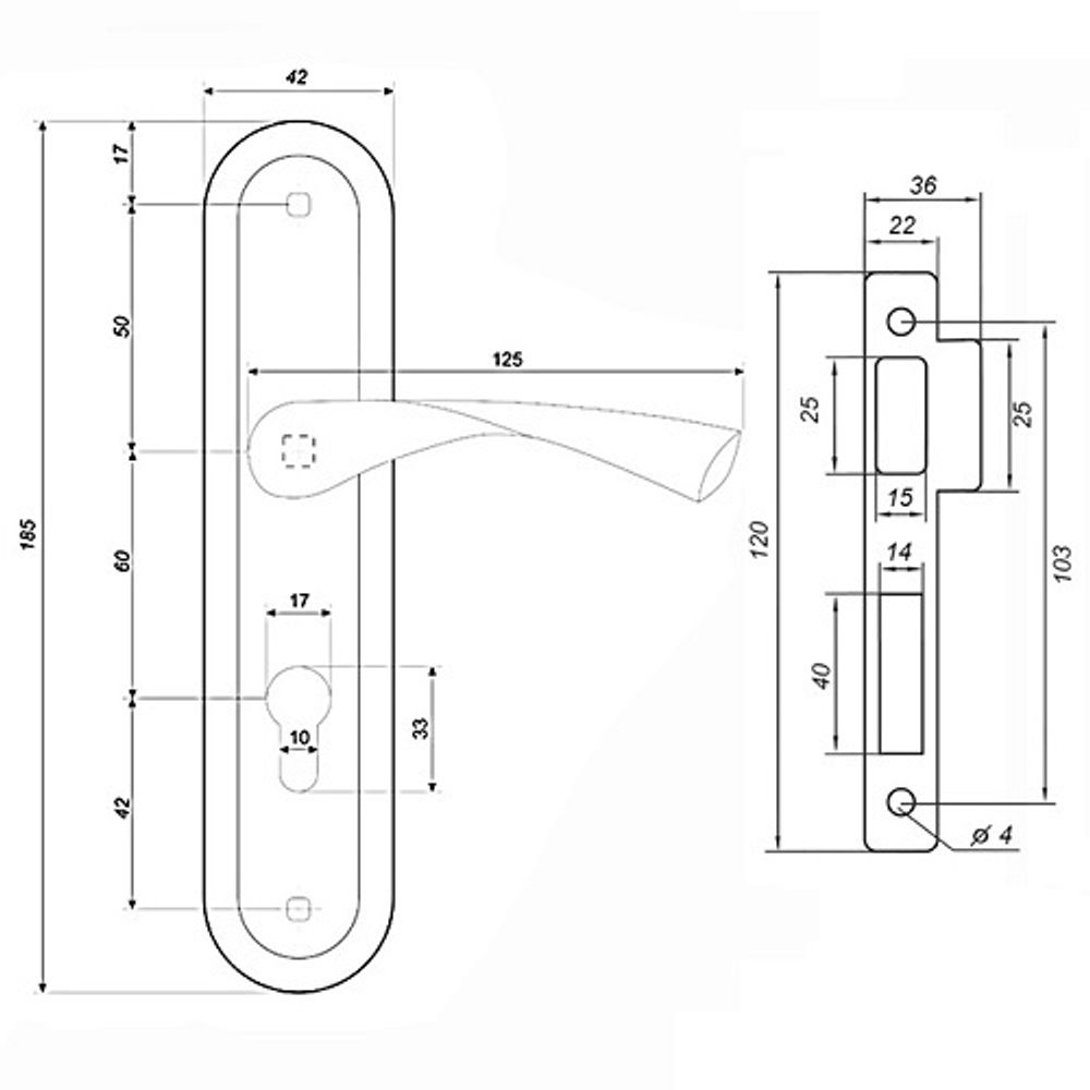 Замок врезной с ручками PALLADIUM ЗВ-AL 1618 CP хром