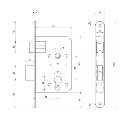 Замок врезной APECS 1623 CR хром