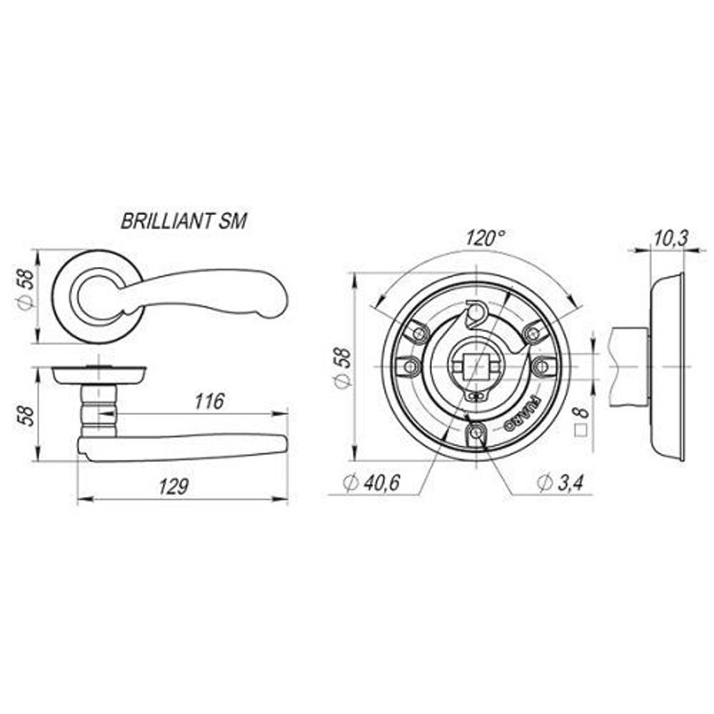 Ручка раздельная FUARO BRILLIANT SM GOLD-24 золото 24К /29557/