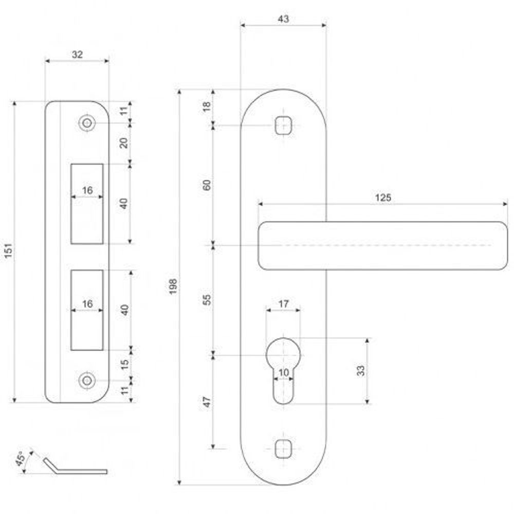 Замок врезной APECS 1623 AB бронза
