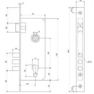 Корпус замка APECS 2400 CR хром
