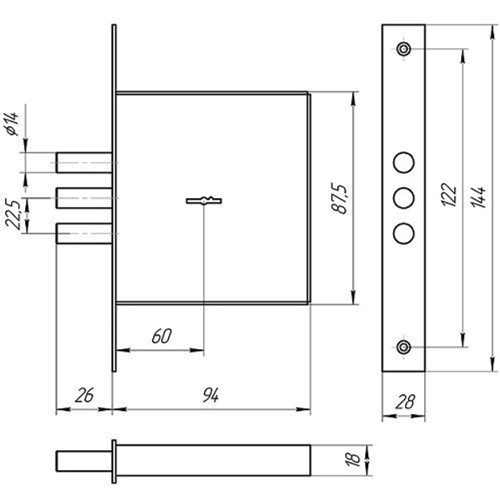 Замок врезной НПО 21.05