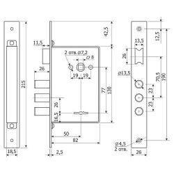 Замок врезной сувальдный 1011 Mangyst